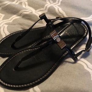 Vince Camuto Gold Bow Flat Sandals